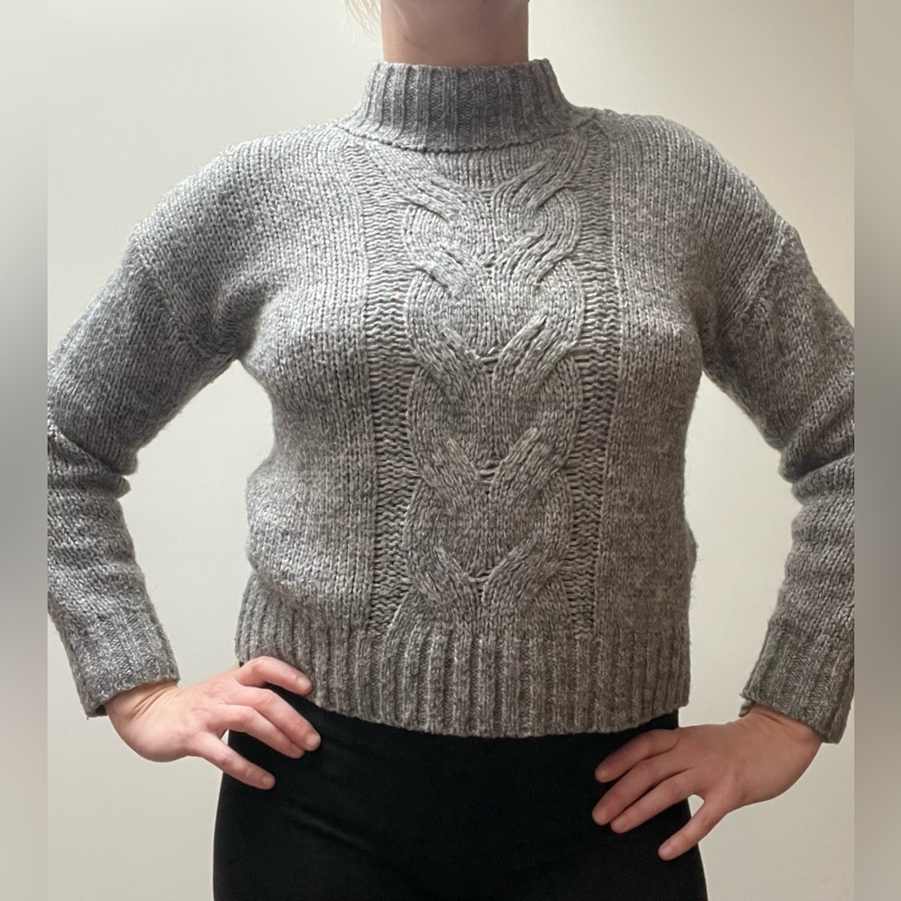 Grey Cable Knit Sweater